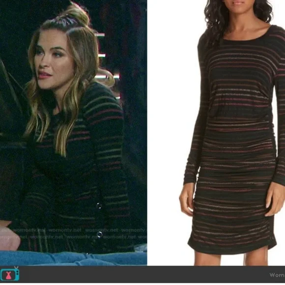 Veronica BeardDaphne Striped Metallic Long-Sleeve Dress